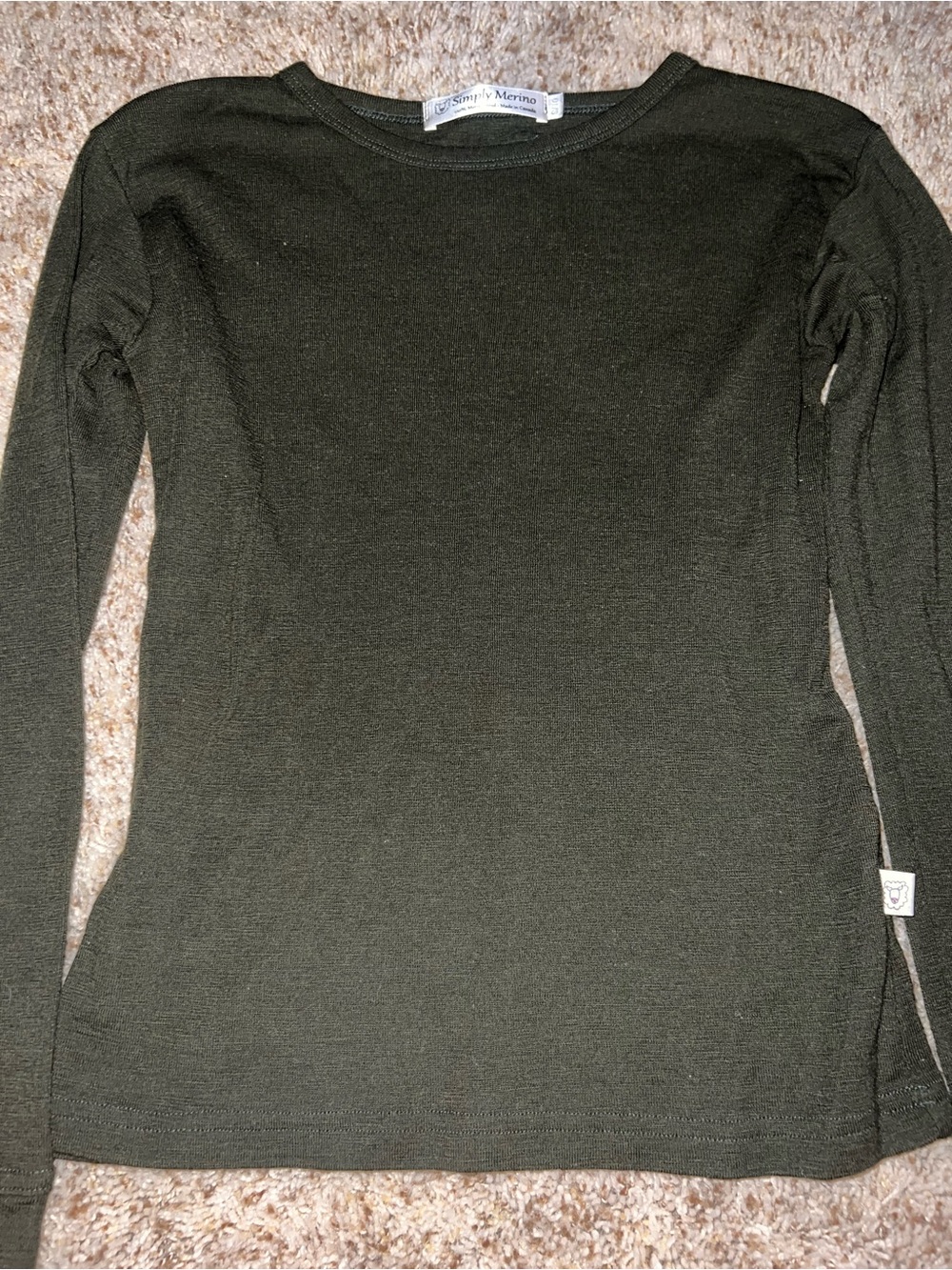 Classic green Long-Sleeve kids Top 100% Wool - Picture 2 of 7
